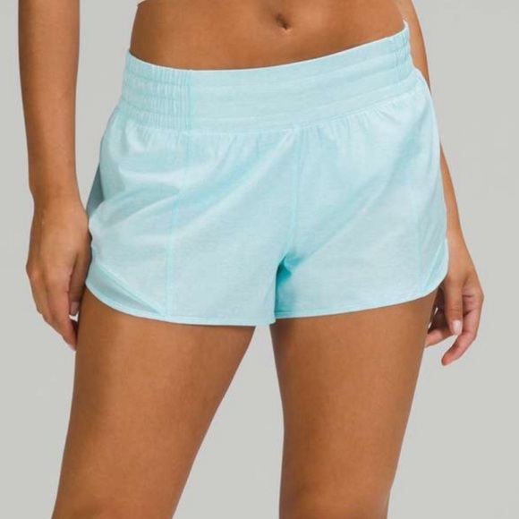 Lululemon Hotty Hot High Rise Athletic Shorts Heathered Icing Blue 12